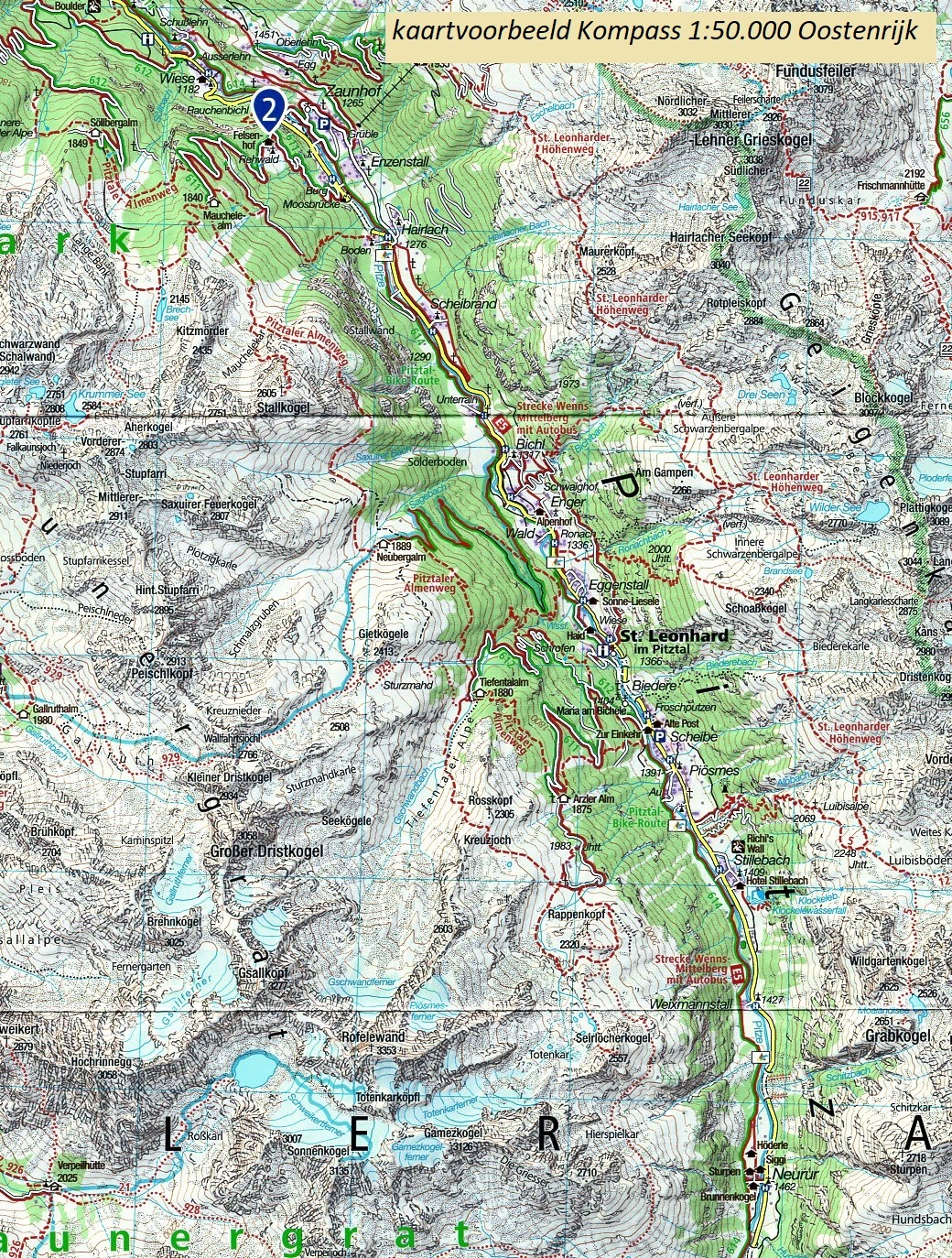 Kompass Wandelkaart KP 37 Zillertaler Alpen Tuxer Alpen Schaal 1 50