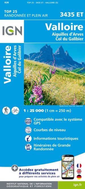 wandelkaart 3435ET Valloire, Col du Galibier 1:25.000 9782758543268  IGN IGN 25 Franse Alpen/ Nrd.helft  Wandelkaarten Écrins, Queyras, Hautes Alpes, Vanoise, Savoie