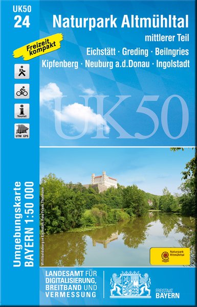 UK50-24  Naturpark Altmühltal, Mittlerer Teil 9783899337143  LVA Bayern UmgebungsKarte 1:50.000  Wandelkaarten Franken, Nürnberg, Altmühltal
