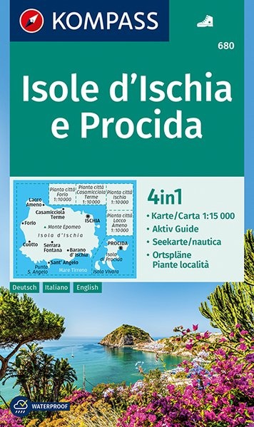 wandelkaart KP-680 Isola d'Ischia e Procida 1:15.000 | Kompass 9783990443781  Kompass Wandelkaarten Kompass Italië  Wandelkaarten Napels, Amalfi, Cilento, Campanië