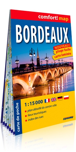 Bordeaux geplastificeerde stadsplattegrond 1:15.000 9788380463479  Express Map   Stadsplattegronden Aquitaine, Bordeaux