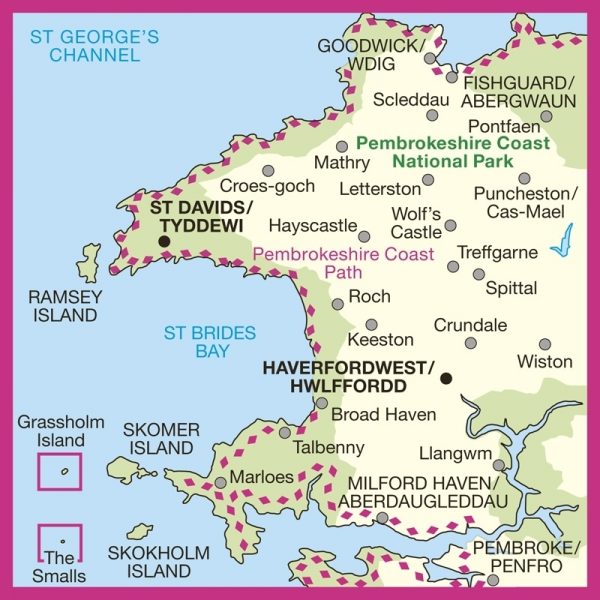 LR-157  St.Davids + Haverfordwest | topografische wandelkaart 9780319262559  Ordnance Survey Landranger Maps 1:50.000  Wandelkaarten Zuid-Wales, Pembrokeshire, Brecon Beacons