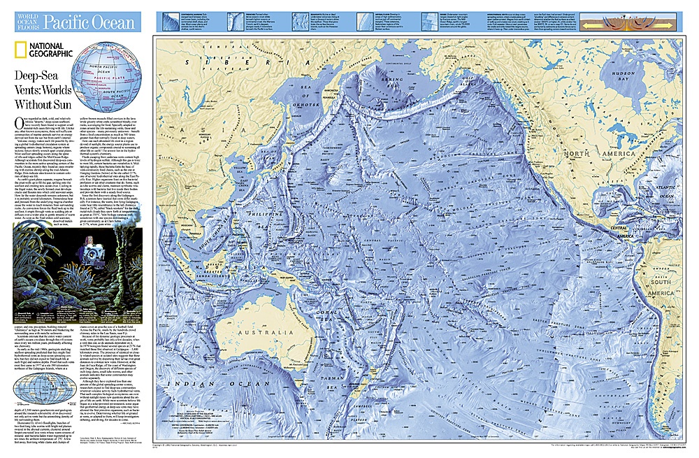 Pacific Ocean - flat map 9780792249528  National Geographic NG planokaarten  Wandkaarten Pacifische Oceaan (Pacific)
