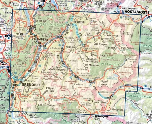 SV-151  Grenoble, Chambéry | omgevingskaart / fietskaart 1:100.000 9782758547655  IGN Série Verte 1:100.000  Fietskaarten, Landkaarten en wegenkaarten Franse Alpen: noord