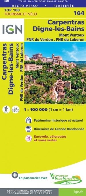 SV-164  Carpentras, Digne-les-Bains | omgevingskaart / fietskaart 1:100.000 9782758547730  IGN Série Verte 1:100.000  Fietskaarten, Landkaarten en wegenkaarten Provence, Marseille, Camargue