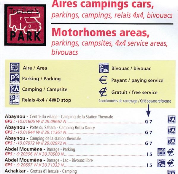 Marokko 1:1.000.000 camperroutes 9782919004515  Michelin Aires gratuites  Campinggidsen, Op reis met je camper Marokko