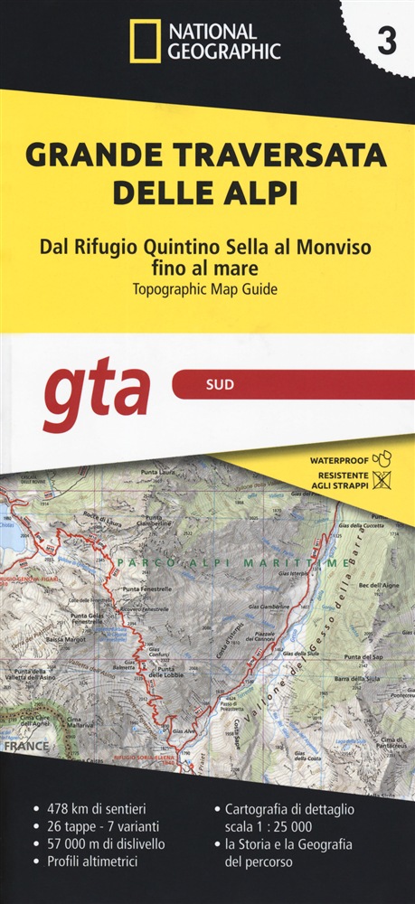 GTA 3: Sud - Grande Traversata delle Alpi | wandelatlas GTA, deel ZUID 9788869853203  Geo4Map National Geographic  Meerdaagse wandelroutes, Wandelgidsen, Wandelkaarten Turijn, Piemonte