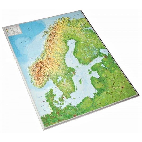 Reliëfkaart van Scandinavië 1:2.900.000 4280000664693  Georelief   Wandkaarten Scandinavië (& Noordpool)