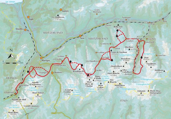 wandelgids Chamonix to Zermatt 9781786310484 Kev Reynolds Cicerone Press   Meerdaagse wandelroutes, Wandelgidsen Wallis