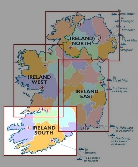 OSHM-4  Ireland South | landkaart - wegenkaart Zuid-Ierland 1:250.000 9781908852861  Ordnance Survey Ireland Irish Holiday Maps  Landkaarten en wegenkaarten Munster, Cork & Kerry