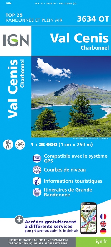 wandelkaart 3634OT Val Cenis, Charbonnel 1:25.000 9782758543329  IGN IGN 25 Franse Alpen/ Nrd.helft  Wandelkaarten Vanoise