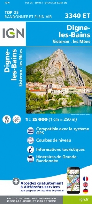 wandelkaart 3340ET Digne-les-Bains 1:25.000 9782758545583  IGN IGN 25 Franse Alpen/ zuidhelft  Wandelkaarten Haute-Provence, Verdon, Var