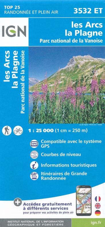wandelkaart 3532ET Les Arcs, La Plagne 1:25.000 9782758547167  IGN IGN 25 Franse Alpen/ Nrd.helft  Wandelkaarten Vanoise