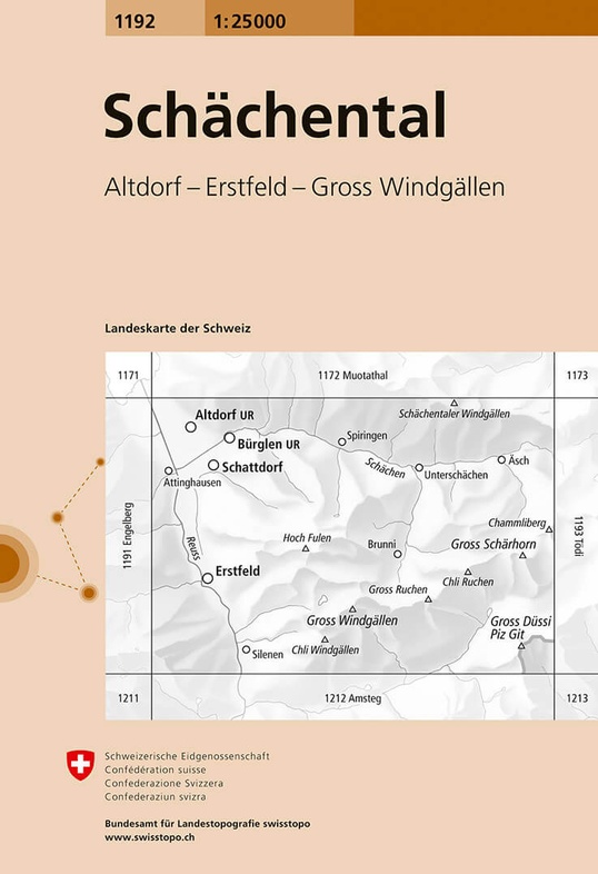 topografische wandelkaart CH-1192  Schächental [2016] 9783302011929  Bundesamt / Swisstopo LKS 1:25.000 Midden/Oost-Zw.  Wandelkaarten Midden- en Oost-Zwitserland