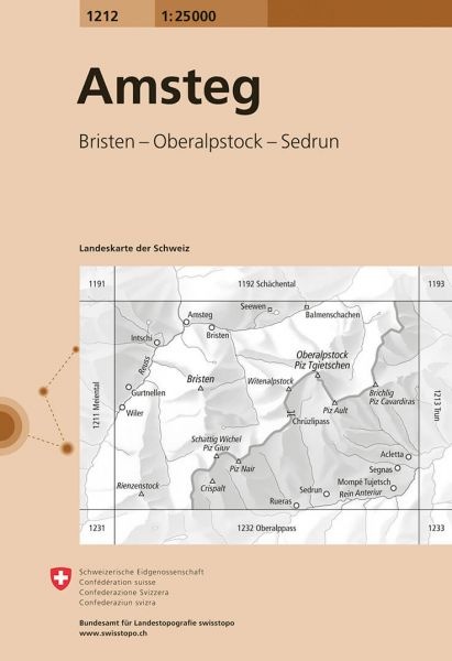 topografische wandelkaart CH-1212  Amsteg [2015] 9783302012124  Bundesamt / Swisstopo LKS 1:25.000 Midden/Oost-Zw.  Wandelkaarten Graubünden, Midden- en Oost-Zwitserland
