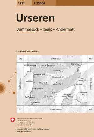 topografische wandelkaart CH-1231  Urseren [2019] 9783302012315  Bundesamt / Swisstopo LKS 1:25.000 Midden/Oost-Zw.  Wandelkaarten Midden- en Oost-Zwitserland