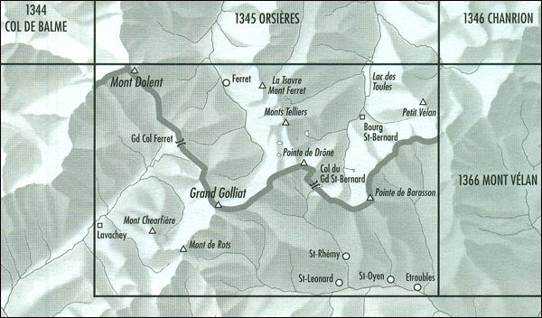 topografische wandelkaart CH-1365  Grand St.Bernard [2018] 9783302013657  Bundesamt / Swisstopo LKS 1:25.000 Wallis  Wandelkaarten Unterwallis