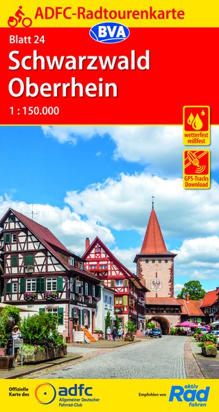 ADFC-24 Schwarzwald/Oberrhein (Zwarte Woud) | fietskaart 1:150.000 9783870739119  ADFC / BVA Radtourenkarten 1:150.000  Fietskaarten Zwarte Woud