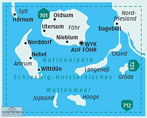 Kompass wandelkaart KP-705 Amrum/Föhr/Langeness 1:35.000 9783990446102  Kompass Wandelkaarten Kompass Sleeswijk-Holstein  Wandelkaarten Sleeswijk-Holstein