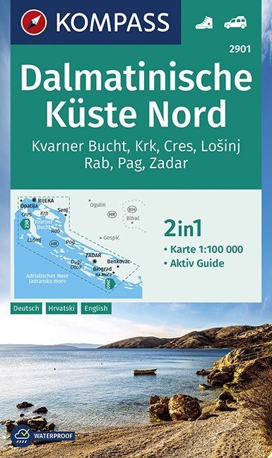 KP-2901 Dalmatinische Küste Nord 1:100.000 9783990447345  Kompass   Landkaarten en wegenkaarten Kroatië