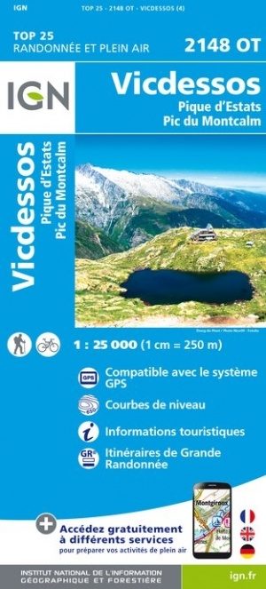 wandelkaart 2148OT Vicdessos 1:25.000 9782758545293  IGN IGN 25 Franse Pyreneeën  Wandelkaarten Franse Pyreneeën