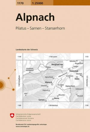 topografische wandelkaart CH-1170  Alpnach [2016] 9783302011707  Bundesamt / Swisstopo LKS 1:25.000 Midden/Oost-Zw.  Wandelkaarten Midden- en Oost-Zwitserland