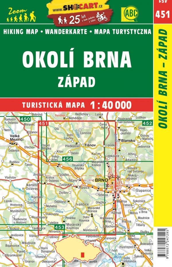 CZ50 51  Okolí Brna - západ 1:50.000 | wandelkaart 9788072247295  SHOCart Wandelkaarten Tsjechië  Wandelkaarten Oost-Tsjechië, Moravië