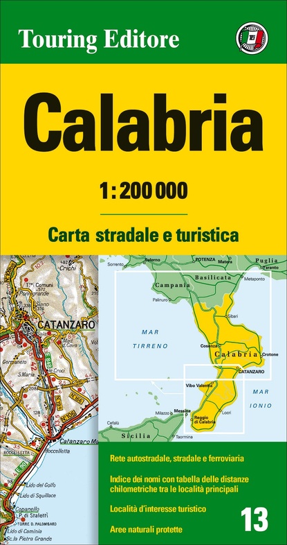 TCI-13  Calabria 1:200.000 9788836569076  TCI Italië Wegenkaarten  Landkaarten en wegenkaarten Calabrië & Basilicata