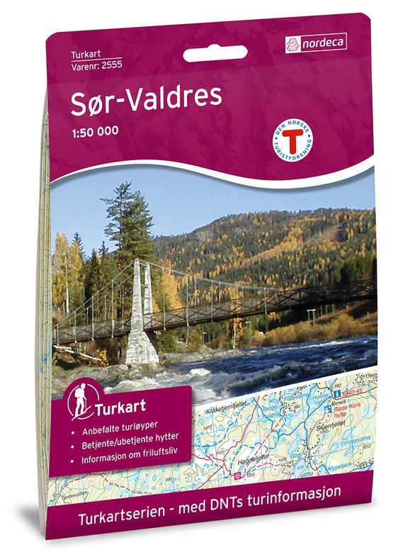 DNT-2555  Sør-Valdres | topografische wandelkaart 1:50.000 7046660025550  Nordeca Turkart Norge 1:50.000  Wandelkaarten Zuid-Noorwegen