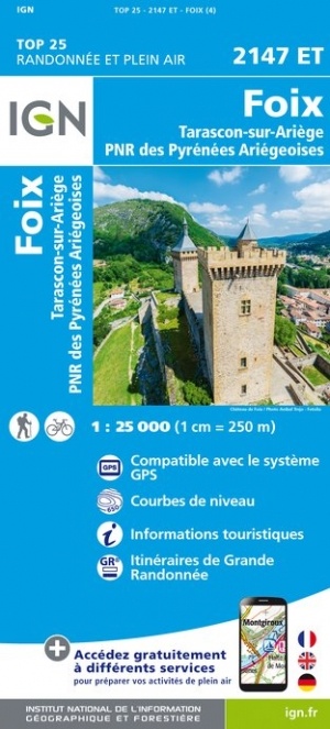 wandelkaart 2147ET Foix, Tarascon-sur-Ariège 1:25.000 9782758545286  IGN IGN 25 Franse Pyreneeën  Wandelkaarten Franse Pyreneeën