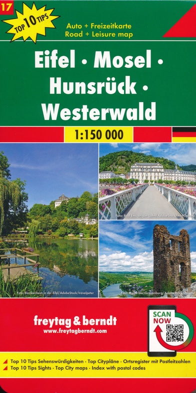 Overzichtskaart Eifel - Hunsrück - Westerwald 1:150.000 9783707918212  Freytag & Berndt F&B deelkaarten Duitsland  Landkaarten en wegenkaarten Rheinland-Pfalz (met Eifel)