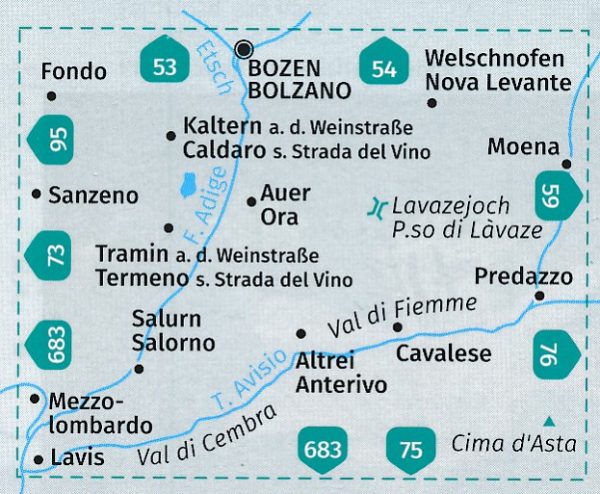 Kompass wandelkaart KP-74 Südtirols Süden, Bolzano, Vigneti e Dolomiti 1:50.000 9783990447154  Kompass Wandelkaarten Kompass Zuid-Tirol, Dolomieten  Wandelkaarten Zuid-Tirol, Dolomieten