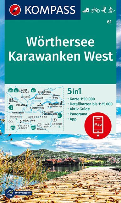 Kompass wandelkaart KP-61 Wörther-, Faaker-, Ossiacher See 9783990447284  Kompass Wandelkaarten Kompass Oostenrijk  Wandelkaarten Karinthië