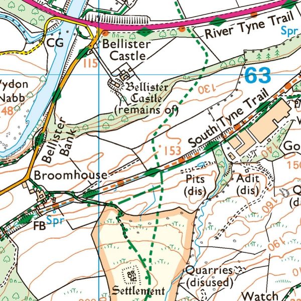 EXP-043  Hadrians Wall | wandelkaart 1:25.000 9780319263624  Ordnance Survey Explorer Maps 1:25t.  Wandelkaarten Noordoost-Engeland, Noordwest-Engeland