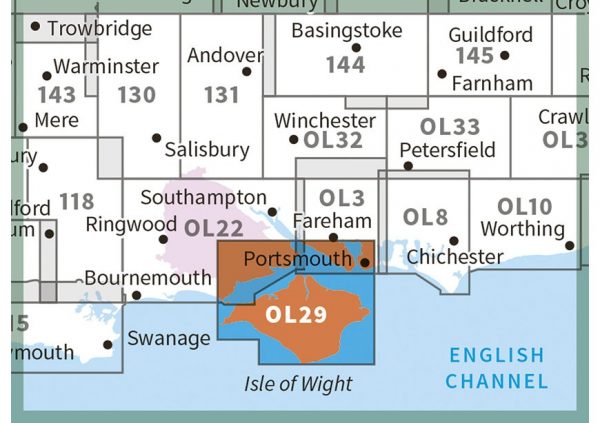EXP-029  Isle of Wight  OL29 | wandelkaart 1:25.000 9780319263631  Ordnance Survey Explorer Maps 1:25t.  Wandelkaarten Zuidoost-Engeland