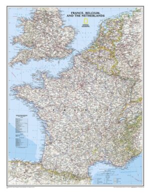 Frankrijk & de Benelux plano kaart 9780792249658  National Geographic NG planokaarten  Wandkaarten Frankrijk