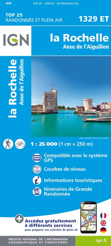 wandelkaart 1329ET La Rochelle, Marans 1:25.000 9782758542612  IGN IGN 25 Charente, Vendée  Wandelkaarten Vendée, Charente