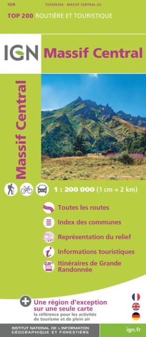 Massif Central (Centraal Massief) 1:200.000 9782758543879  IGN   Landkaarten en wegenkaarten Auvergne