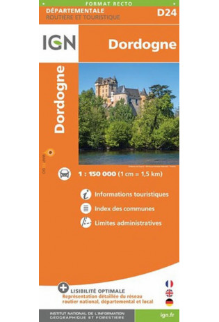 Dordogne 1:150.000 | wegenkaart / overzichtskaart 9782758544166  IGN IGN Spéciales  Fietskaarten, Landkaarten en wegenkaarten Dordogne