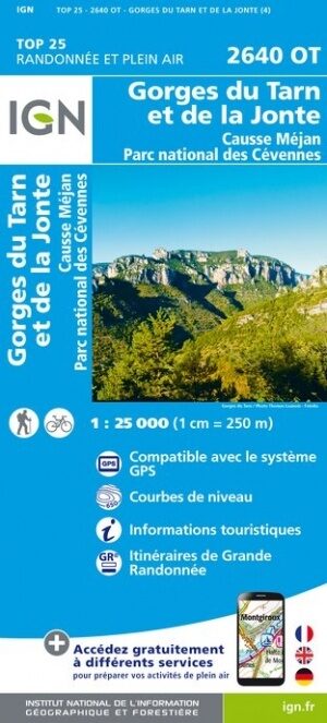 wandelkaart 2640OT Gorges du Tarn 1:25.000 9782758545415  IGN IGN 25 Cevennen & Languedoc  Wandelkaarten Cevennen, Languedoc