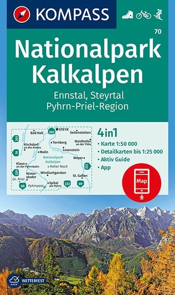 wandelkaart KP-70  NP Kalkalpen | Kompass 9783990444528  Kompass Wandelkaarten Kompass Oostenrijk  Wandelkaarten Salzburger Land & Stiermarken