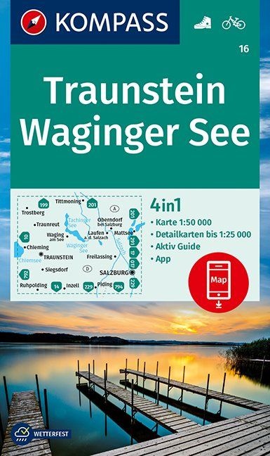 wandelkaart KP-16 Traunstein-Waginger See | Kompass 9783990447222  Kompass Wandelkaarten Kompass Oberbayern  Wandelkaarten Beierse Alpen