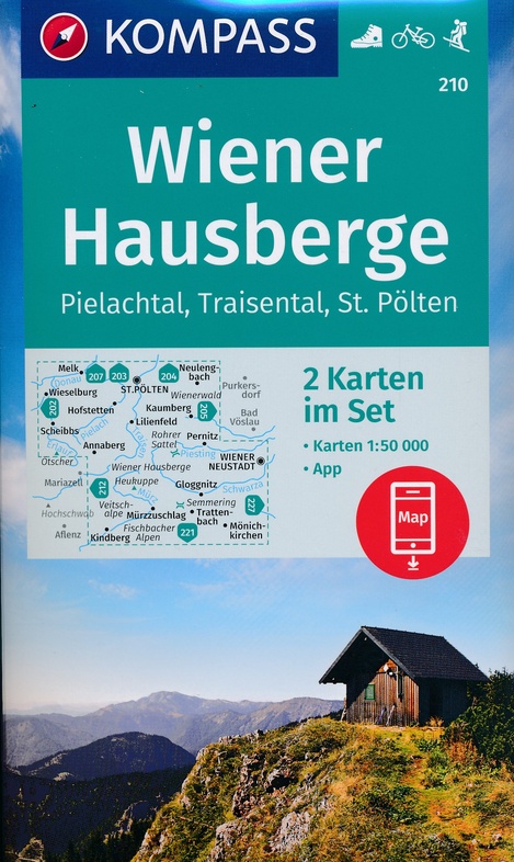 wandelkaart KP-210 Wiener Hausberge | Kompass 9783990447307  Kompass Wandelkaarten Kompass Oostenrijk  Wandelkaarten Oberösterreich, Niederösterreich, Burgenland