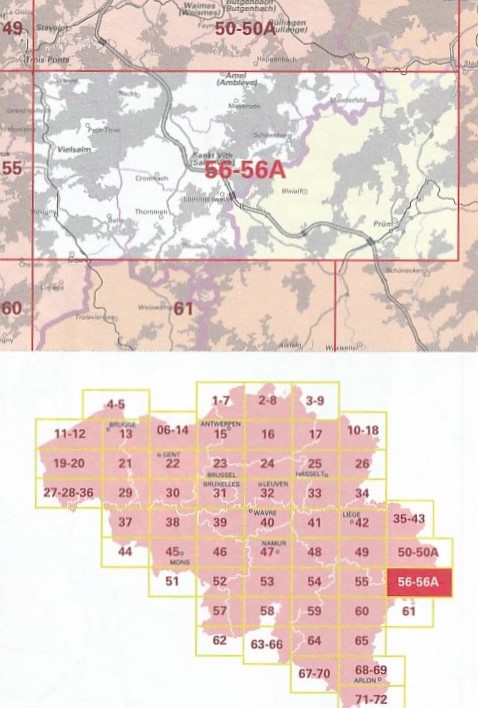 NGI-56-56A  St.Vith (topografische kaart 1:50.000) 9789462352513  Nationaal Geografisch Instituut NGI Wallonië 1:50.000  Wandelkaarten Wallonië (Ardennen)