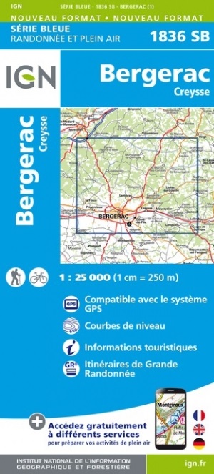 wandelkaart 1836-SB Bergerac, Creysse 1:25.000 9782758548188  IGN IGN 25 Dordogne  Wandelkaarten Dordogne