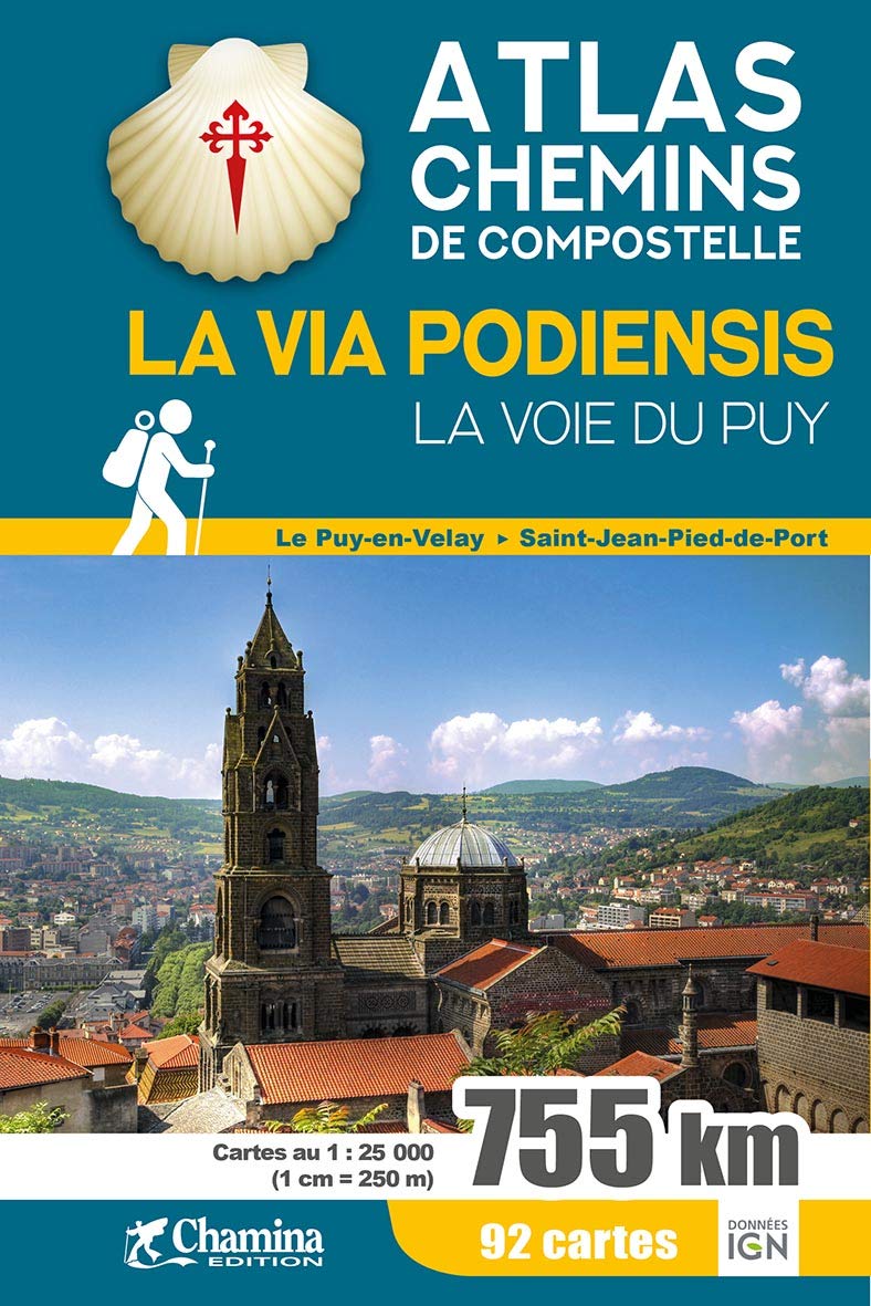 Via podiensis - la voie du Puy atlas chemin Compostelle 9782844665096  Chamina   Meerdaagse wandelroutes, Santiago de Compostela, Wandelgidsen Frankrijk