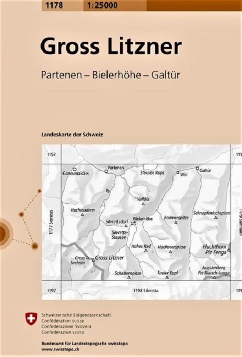 topografische wandelkaart CH-1178 Gross Litzner  [2016] 9783302011783  Bundesamt / Swisstopo LKS 1:25.000 Graubünden  Wandelkaarten Graubünden, Vorarlberg