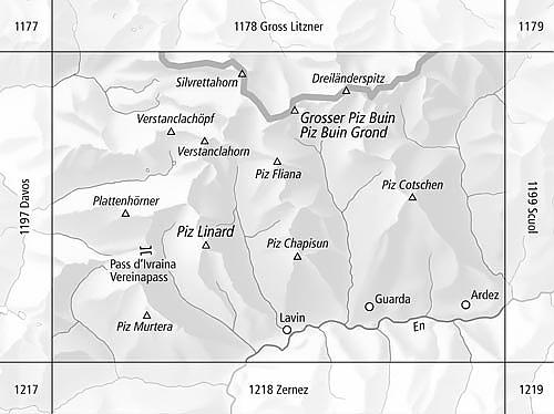 topografische wandelkaart CH-1198  Silvretta [2016] 9783302011981  Bundesamt / Swisstopo LKS 1:25.000 Graubünden  Wandelkaarten Graubünden