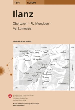 topografische wandelkaart CH-1214  Ilanz [2019] 9783302012148  Bundesamt / Swisstopo LKS 1:25.000 Graubünden  Wandelkaarten Graubünden