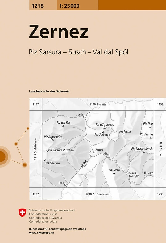 topografische wandelkaart CH-1218  Zernez [2017] 9783302012186  Bundesamt / Swisstopo LKS 1:25.000 Graubünden  Wandelkaarten Graubünden